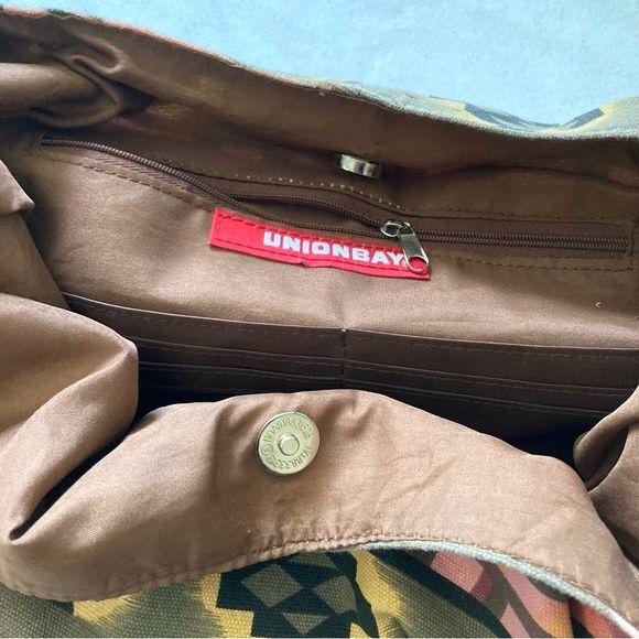 Aztec Hobo Boho Large Bag Purse Tassels Multi Colored VEGAN by Union Bay - Picture 12 of 14